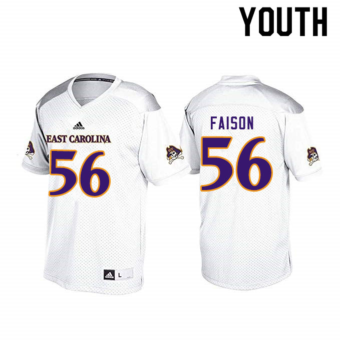 Youth #56 Damir Faison ECU Pirates College Football Jerseys Sale-White